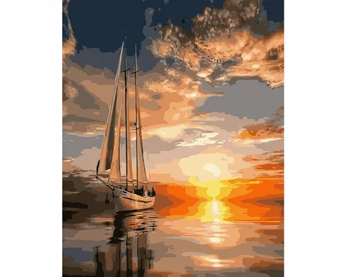 Картина за номерами Яхта на заході сонця розміром 40х50 см Strateg (VA-1189)