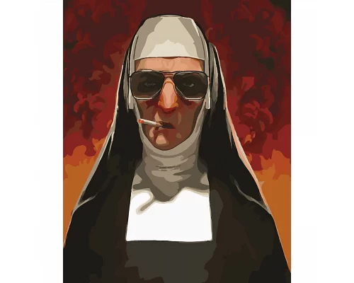 Картина за номерами Монахиня під прикриттям з лаком та рівнем розміром 40х50 см Strateg (SY6040)