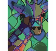 Картина за номерами Різнокольоровий жираф з лаком та рівнем розміром 40х50 см Strateg (SY6525)