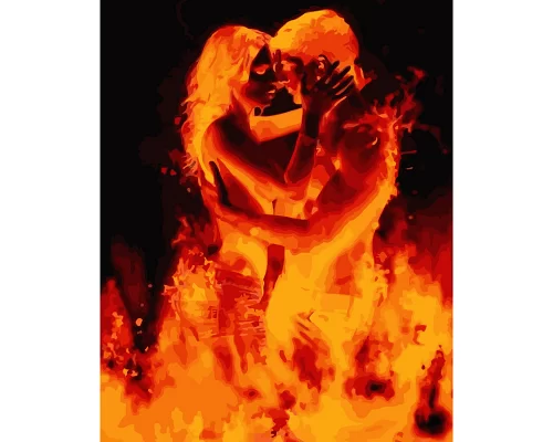 Картина за номерами Поцілунок у полум'ї з лаком та рівнем розміром 40х50 см Strateg (SY6665)
