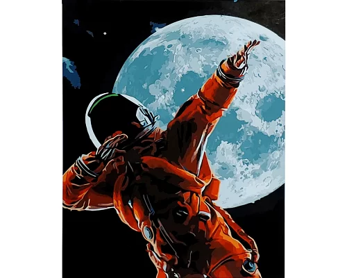 Картина за номерами Крутий космонавт з лаком та рівнем розміром 40х50 см Strateg (SY6779)