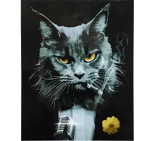 Картина за номерами Серйозний кіт з лаком та рівнем розміром 40х50 см Strateg (SY6797)