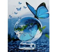 Картина за номерами Метелик на бульбашці з лаком та рівнем розміром 40х50 см Strateg (SY6823)