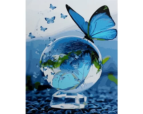 Картина за номерами Метелик на бульбашці з лаком та рівнем розміром 40х50 см Strateg (SY6823)
