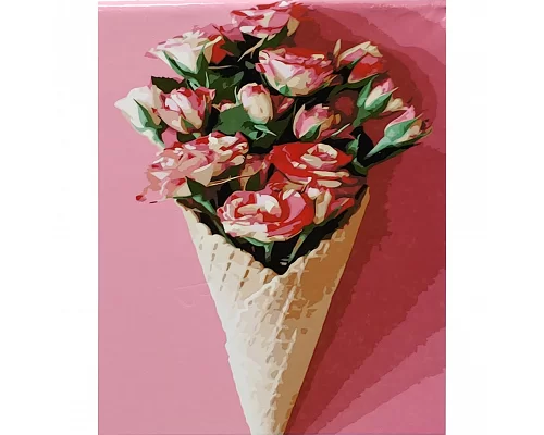 Картина за номерами Троянди в рожку з лаком та рівнем розміром 40х50 см Strateg (SY6895)