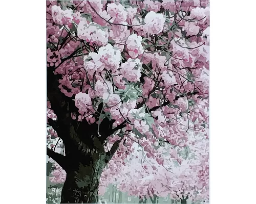 Картина за номерами Квітуче дерево з лаком та рівнем розміром 40х50 см Strateg (SY6898)
