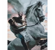 Картина за номерами Кохання на коні з лаком та рівнем розміром 40х50 см Strateg (SY6862)