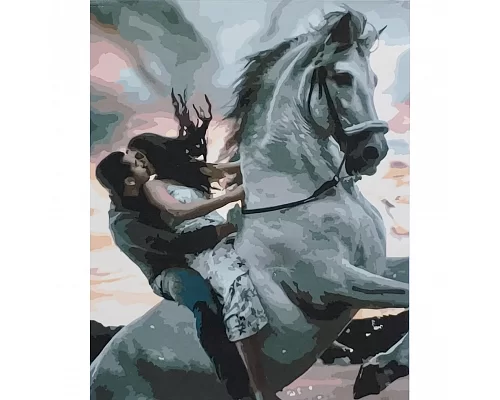 Картина за номерами Кохання на коні з лаком та рівнем розміром 40х50 см Strateg (SY6862)