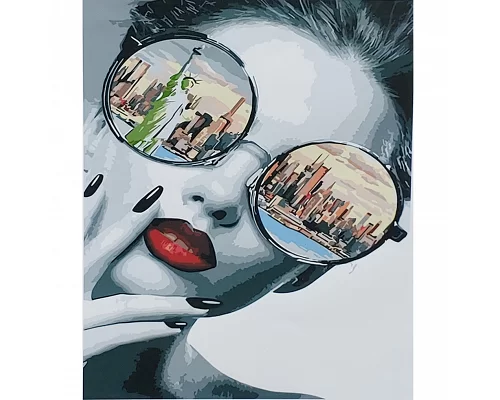 Картина за номерами Нью-Йорк в окулярах з лаком та рівнем розміром 40х50 см Strateg (SY6864)