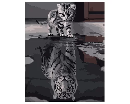 Картина за номерами  Кіт і тигр розміром 40х50 см Strateg (VA-0500)