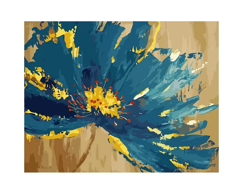 Картина за номерами  Синя квітка з золотим обрамленням розміром 40х50 см Strateg (VA-3408)
