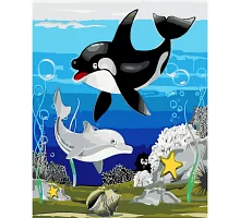 Картина за номерами  Грайливі дельфіни розміром 30х40 см Strateg (SS-6428)