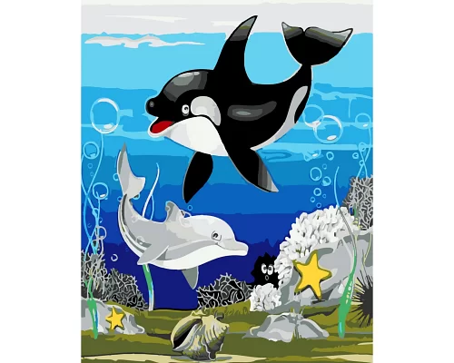 Картина за номерами  Грайливі дельфіни розміром 30х40 см Strateg (SS-6428)