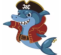 Картина за номерами ПРЕМІУМ Акула-пірат з лаком та рівнем розміром 30х30 см Strateg (ES087)