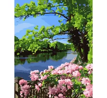 Картина за номерами  Квіти біля води розміром 40х50 см Strateg (VA-3693)