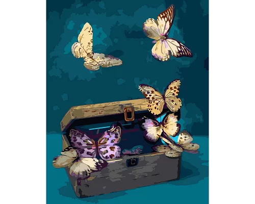Картина за номерами  Метелики та скринька розміром 40х50 см Strateg (SY6649)