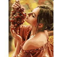 Картина за номерами  Дівчина з виноградом розміром 40х50 см Strateg (SY6748)