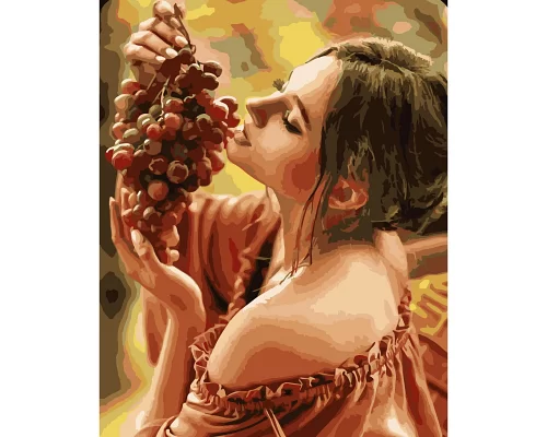 Картина за номерами  Дівчина з виноградом розміром 40х50 см Strateg (SY6748)