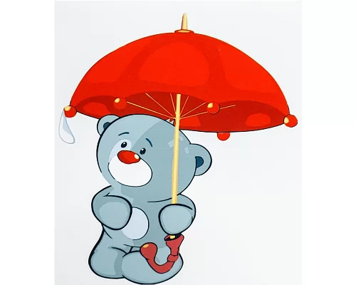 Картина за номерами  Ведмедик під парасолькою розміром 30х40 см Strateg (SS6659)