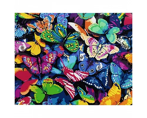 Картина за номерами ПРЕМІУМ Різнобарвні метелики розміром 40х50 см Strateg (GS008)