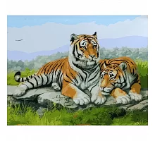 Картина за номерами ПРЕМІУМ Сім'я тигрів на відпочинку розміром 40х50 см Strateg (GS053)
