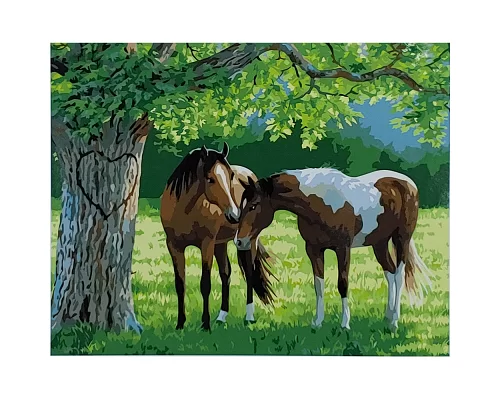 Картина за номерами ПРЕМІУМ Закохані коні розміром 40х50 см Strateg (GS059)