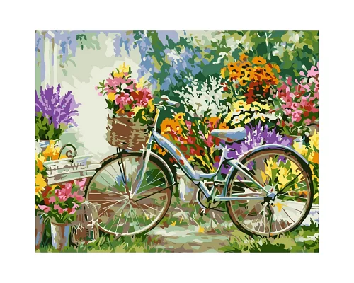 Картина за номерами ПРЕМІУМ Велосипед в саду розміром 40х50 см Strateg (GS156)