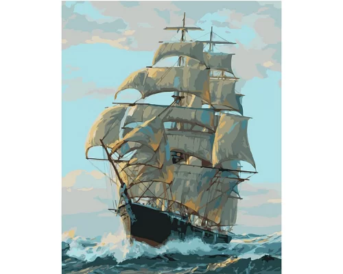 Картина за номерами ПРЕМІУМ Корабель на хвилях моря розміром 40х50 см Strateg (GS161)