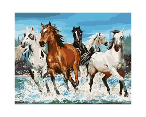 Картина за номерами  Браві коні розміром 40х50 см Strateg (GS140)