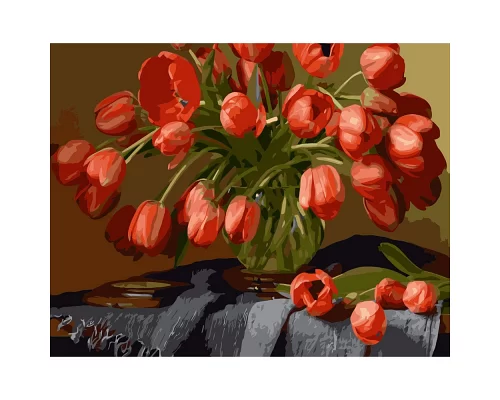 Картина за номерами  Натюрморт з тюльпанами розміром 40х50 см Strateg (GS050)
