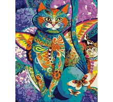 Картина за номерами Кіт із кольорових мотивів розміром 40х50 см Strateg (GS011)