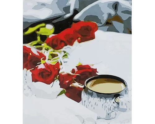 Картина за номерами Романтичний ранок з трояндами 40х30 см Strateg (SS6621)