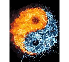 Картина за номерами Інь-Янь вода та полум'я 40х50 см Strateg (DY032)