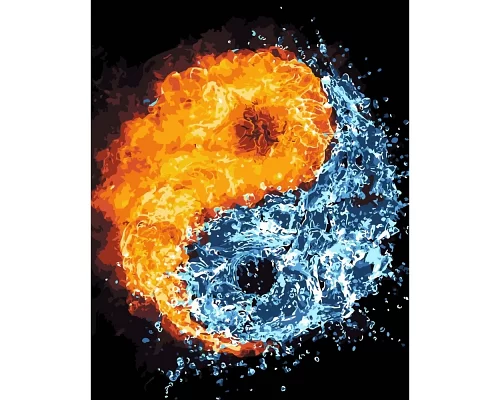 Картина за номерами Інь-Янь вода та полум'я 40х50 см Strateg (DY032)