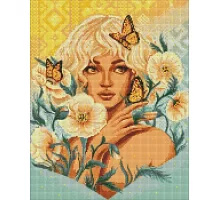 Алмазная мозаика Девушка с бабочками с голограммными стразами (АВ) pollypop92 40х50 Идейка (AMO7597)