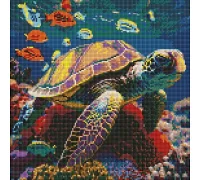 Алмазна мозаїка Мешканці підводного світу з голограмними стразами (АВ) art_selena_ua 40х40 Ідейка (AMO7617)