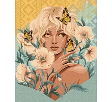 Картина по номерам Девушка с бабочками pollypop92 40х50 Идейка (KHO2542)