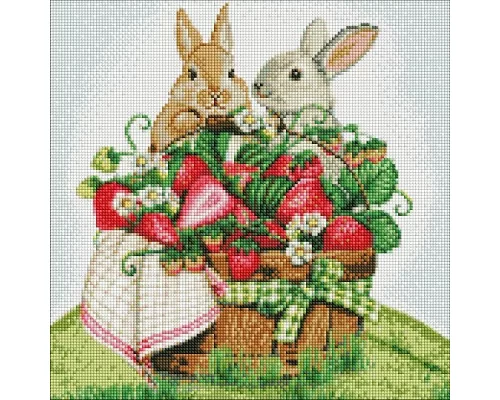Алмазна мозаїка Кролики на пікніку 40х40 Ідейка (AMO7562)