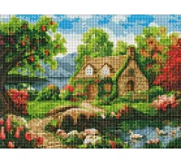 Алмазна мозаїка Квітучий будиночок Олена Гураль 30х40 Ідейка (AMO7549)