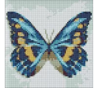 Алмазная мозаика без подрамника Голубая бабочка с голограммными стразами (AB) Идейка 20х20 (AMC7679)
