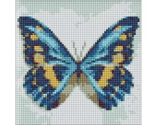 Алмазная мозаика без подрамника Голубая бабочка с голограммными стразами (AB) Идейка 20х20 (AMC7679)