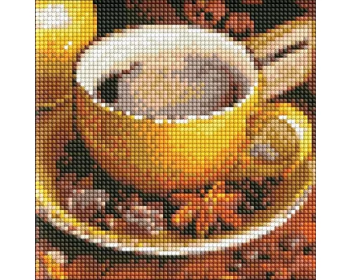 Алмазная мозаика без подрамника Кофейное наслаждение с голограммными стразами (AB) Идейка 20х20 (AMC7680)