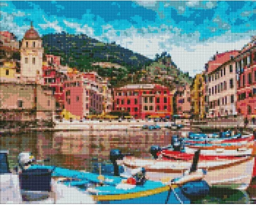 Алмазна мозаїка без підрамника Містечко Італії Идейка 40х50 (AMC7675)
