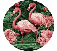 Круглая картина по номерам Фламинго в цветах art_selena_ua Идейка d39 (KHO-R1005)