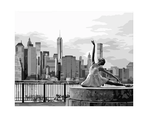 Картина за номерами Балерина в Нью Йоркі з лаком та з рівнем 40х50 см Strateg (DY430)