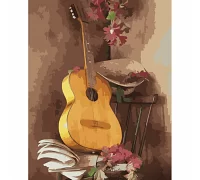 Картина за номерами Витончена гітара з лаком та з рівнем 40х50 см Strateg (GS1377)