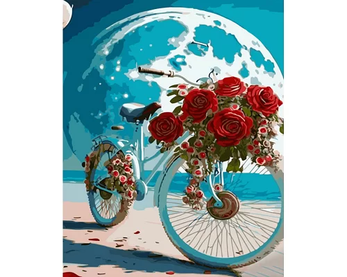 Картина за номерами Велосипед в світлі місяця 40х50 см Strateg (GS1379)