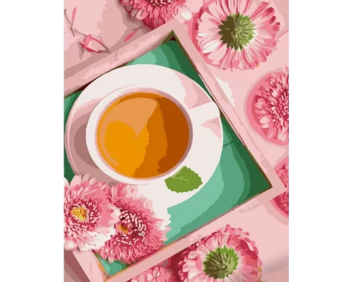 Картина за номерами Чаювання в рожевих відтінках 40х50 см Strateg (GS1384)