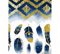 Картина за номерами Синьо-золоті пір'їни 40х50 см Strateg (GS1417)