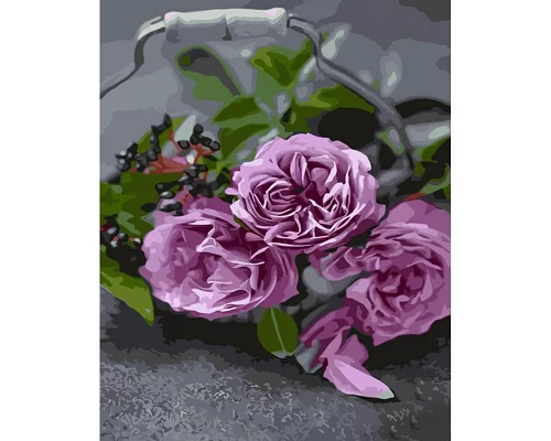 Картина за номерами Чайна троянда з лаком та з рівнем 40х50 см Strateg (GS1457)